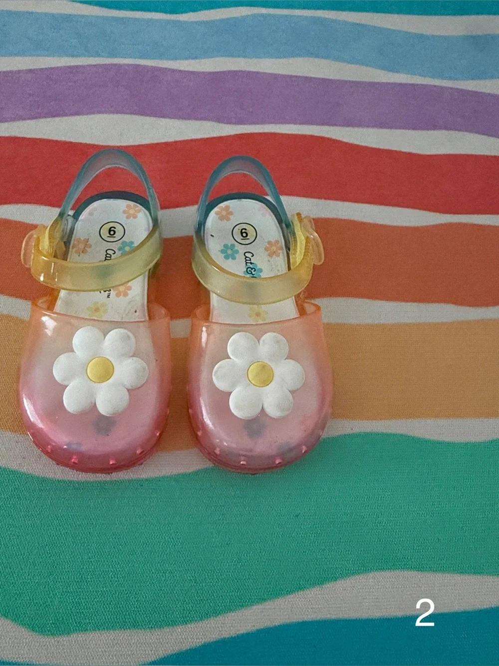 Kids Pink Jelly Sandals with Daisy Accent